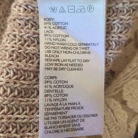 Pins & Needles Tan Sweater with Lace Trim Size L - Picture 4 of 5